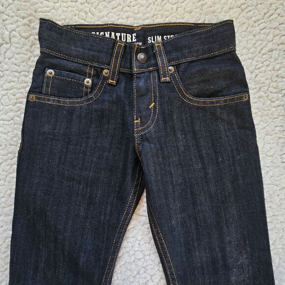 Levi Strauss Slim Straight Dark Wash Denim Jeans Youth 6 Reg Adjustable Waist - Picture 4 of 7